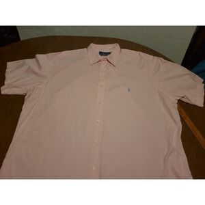 Ralph Lauren soft Pink Button short sleeve Shirt Pony logo 3XLT Big